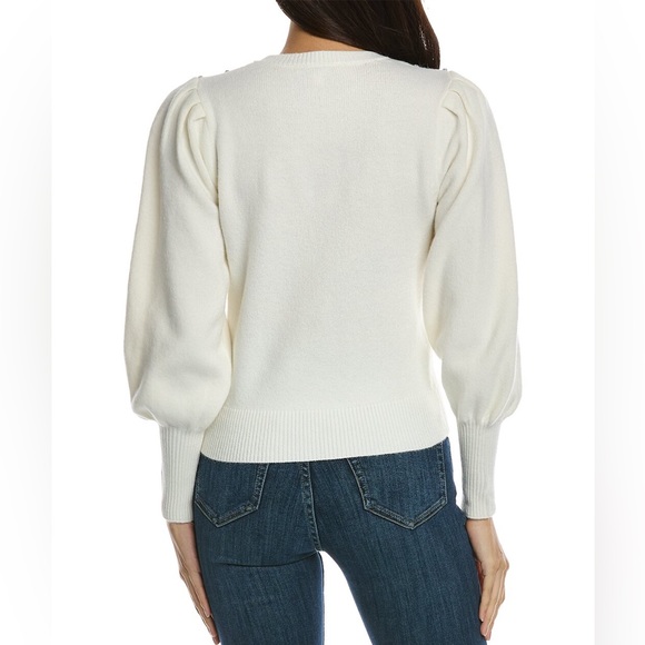 NANETTE LEPORE Crystal Gem Embellished Whimsy Sweater Balloon Sleeve size Medium - Picture 2 of 5